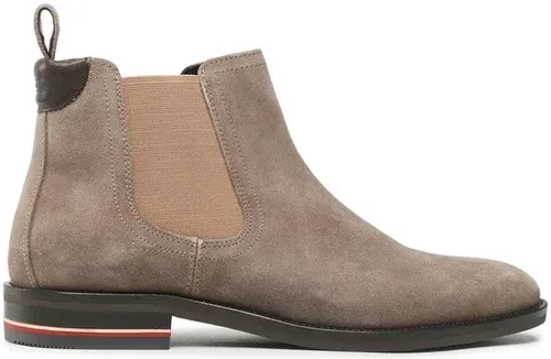 Členková obuv s elastickým prvkom Tommy Hilfiger - Signature Hilfiger Suede Chelsea FM0FM04175 Nomad GPF