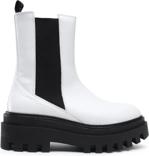 Členková obuv s elastickým prvkom Calvin Klein Jeans - Flatform Chelsea Boot YW0YW00850 White YBR