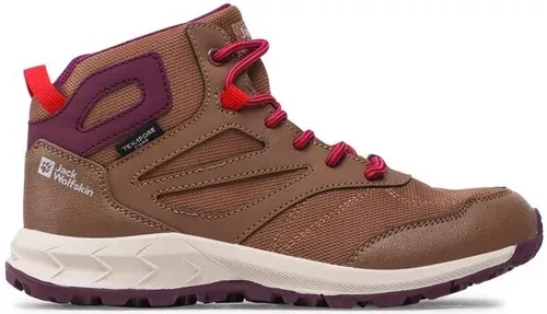 Šnurovacia obuv Jack Wolfskin - Woodland Texapore Mid K 4042152 Brown/Pink