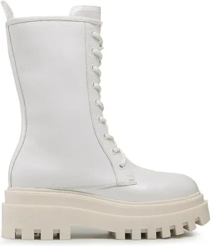 Outdoorová obuv Calvin klein jeans - Flatform LAceup Boot Patent YW0YW00852 White YBR