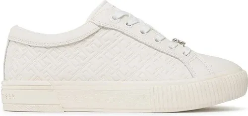 Sneakersy Tommy hilfiger - Th Monogram Leather Sneaker FW0FW06858 Ecru YBL