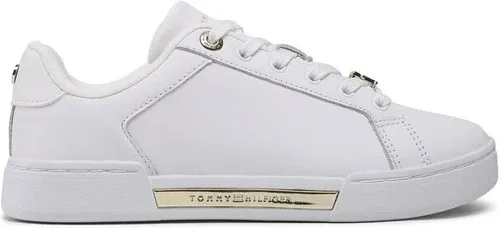 Sneakersy TOMMY HILFIGER - Court Sneaker With Lace Hardware FW0FW06908 White/Gold 0K6