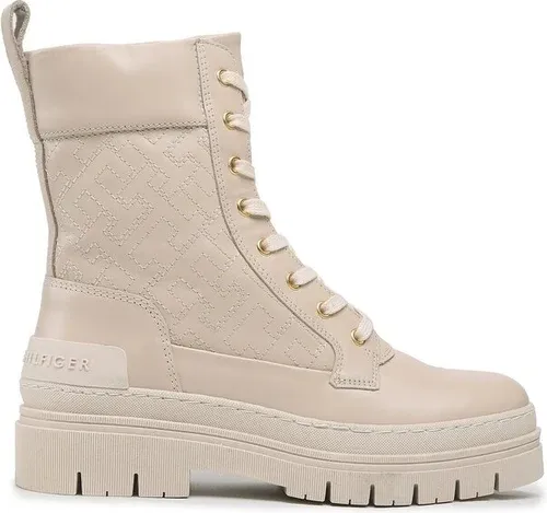 Členková obuv Tommy Hilfiger - Lace Up Zip Boot Monogram FW0FW06849 Sugarcane AA8