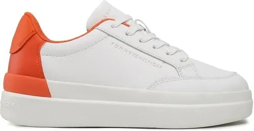 Sneakersy Tommy Hilfiger - Feminine Sneaker With Color Pop FW0FW06896 White/Earth Orange 0K9