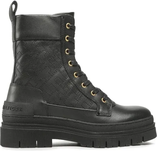 Outdoorová obuv Tommy Hilfiger - Lace Up Zip Boot Monogram FW0FW06849 Black BDS