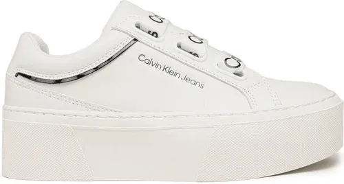 Sneakersy Calvin Klein Jeans - Flatform+ Low Branded Laces YW0YW00868 White/Black 0K4