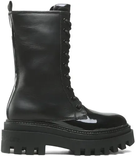 Outdoorová obuv Calvin Klein Jeans - Flatform Laceup Boot Patent YW0YW00852 Black BDS