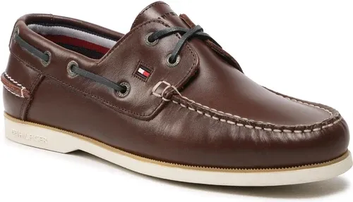 Poltopánky TOMMY HILFIGER - Classic Leather Boat Shoe FM0FM02735 Cocoa GT6